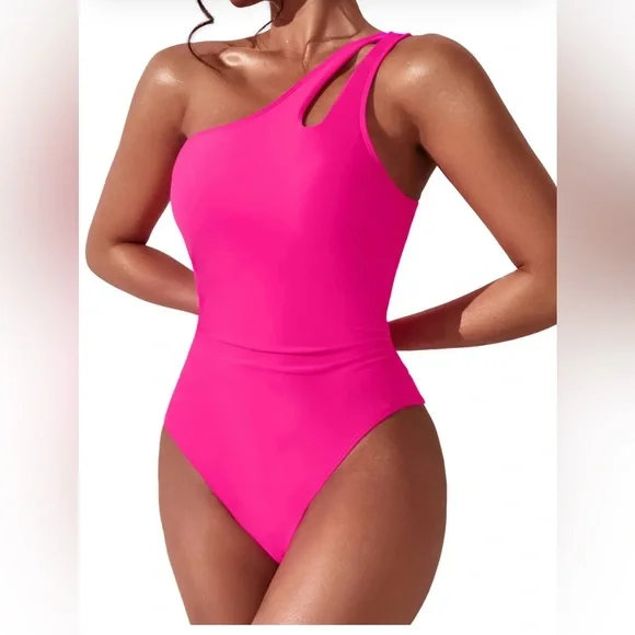 beilon Swim Beilon Women One Shoulder One Piece Swimsuit Tummy